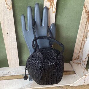 Le Regale Black Beaded Round Evening Bag